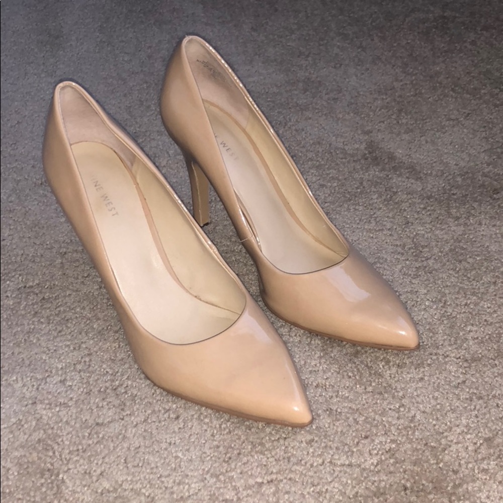 Nine West “Martina” Natural Patent Leather Pumps